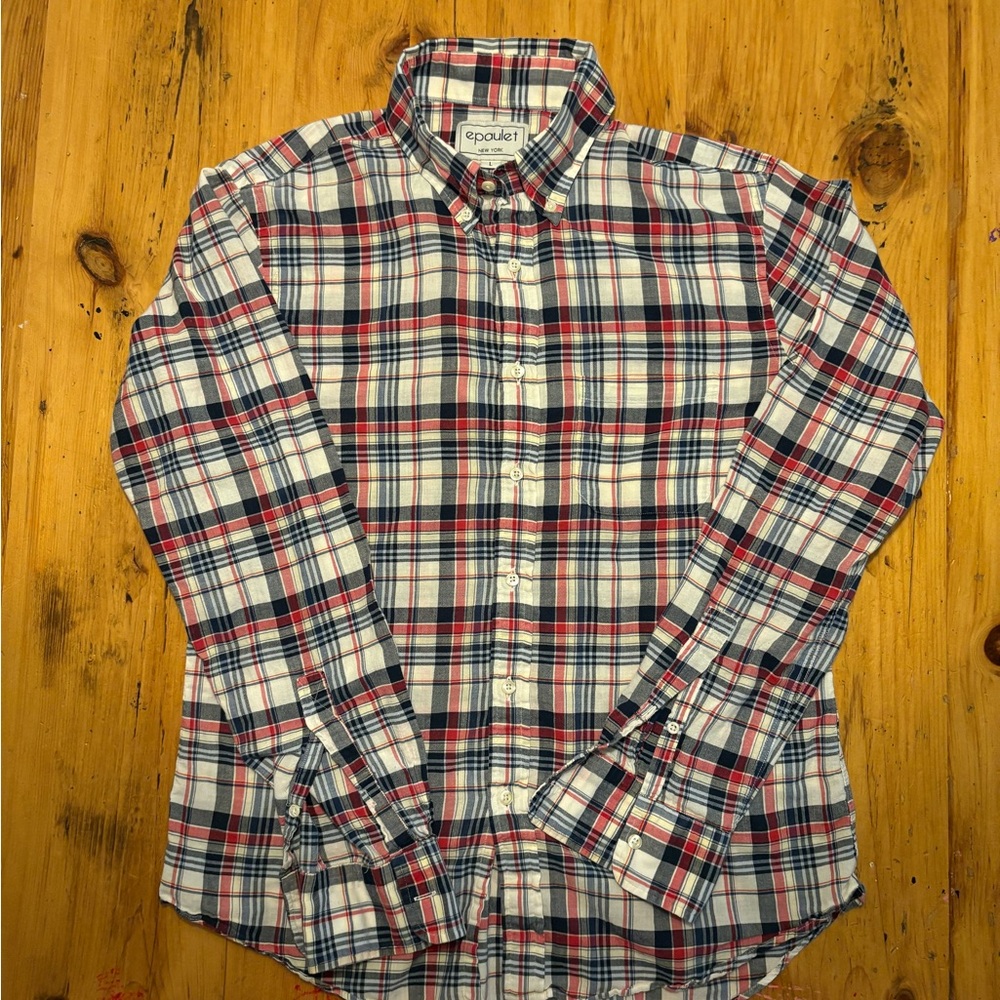 Epaulet Red and Blue Madras Shirt - Picture 2 of 3